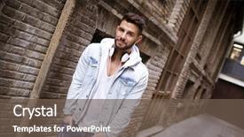 Presentation with urban - PPT layouts featuring young attractive man in urban background and a  colored foreground