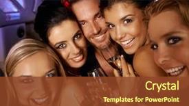  Presentation with party - PPT theme having young attractive people having party background and a tawny brown colored foreground