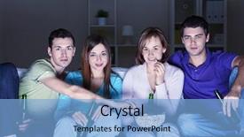  Presentation with movie - Theme consisting of young attractive people watch movies background and a light blue colored foreground