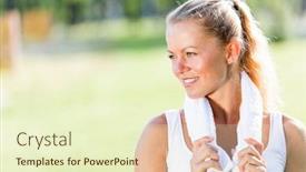  Presentation with sport - Presentation theme featuring young-attractive-sport-girl background and a soft green colored foreground