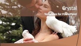  Presentation with couple kiss - Colorful presentation enhanced with young attractive wedding couple backdrop and a tawny brown colored foreground