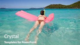  Presentation with virgin islands - Audience pleasing PPT theme consisting of young attractive woman enjoys sunny day at caribbean beach st thomas virgin islands backdrop and a seafoam green colored foreground