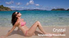  Presentation with virgin islands - Audience pleasing slide deck consisting of young attractive woman enjoys sunny day at caribbean beach st thomas virgin islands backdrop and a coral colored foreground