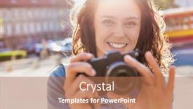  Presentation with flare - PPT layouts enhanced with young-attractive-woman-holding-camera background and a coral colored foreground