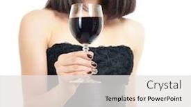  Presentation with alcoholic - Slides with young-attractive-woman-holding-glass background and a white colored foreground