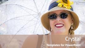  Presentation with twenties - Beautiful slides featuring young attractive woman in twenties backdrop and a coral colored foreground
