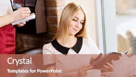  Presentation with peace order - Slide deck with young attractive woman making order background and a  colored foreground