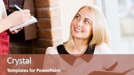  Presentation with order - PPT theme with young attractive woman making order background and a  colored foreground