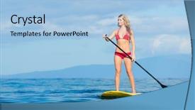  Presentation with active life - Amazing PPT layouts having young attractive woman on stand up paddle board sup in the blue waters off hawaii active life concept backdrop and a light blue colored foreground