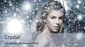  Presentation with beauty - Slides featuring young attractive woman over snowy background and a light blue colored foreground