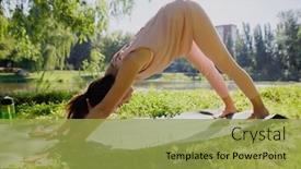  Presentation with yoga - Audience pleasing slides consisting of young-attractive-woman-practicing-yoga backdrop and a yellow colored foreground