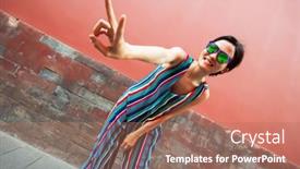  Presentation with beautiful young girl red - Colorful theme enhanced with young attractive woman smiling and showing victory sign outdoor over red wall image toned chinese girl amuses summertime beautiful asian model has fun outside backdrop and a coral colored foreground