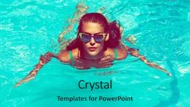 Presentation with water woman swimming underwater - Amazing PPT theme having young attractive woman swimm backdrop and a  colored foreground