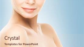  Presentation with close up of young girls - Beautiful PPT theme featuring young attractive woman with arrow backdrop and a lemonade colored foreground