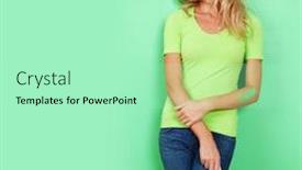  Presentation with wall paint - Beautiful PPT theme featuring young-attractive-woman-with-paint backdrop and a mint green colored foreground