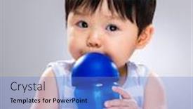  Presentation with baby bottle - Colorful presentation theme enhanced with young baby son drinking with water bottle backdrop and a teal colored foreground