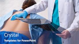  Presentation with chiropractor - PPT theme enhanced with young-back-injured-man-visiting background and a ocean colored foreground