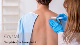  Presentation with chiropractor - PPT theme with young-back-injured-man-visiting background and a coral colored foreground