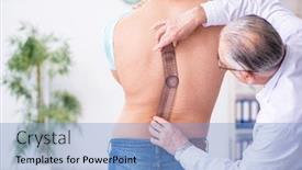  Presentation with doctor visiting family - Slide deck enhanced with young-back-injured-man-visiting background and a light blue colored foreground