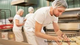  Presentation with apprentice - PPT theme featuring young-baker-apprentice-baking-buns background and a coral colored foreground