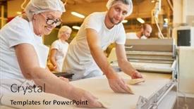  Presentation with supervision - PPT layouts with young-baker-s-apprentice-kneading background and a coral colored foreground