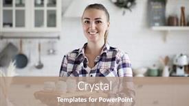  Presentation with pastries - Slide deck having young-baker-woman-holding-pastries background and a coral colored foreground