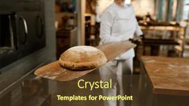  Presentation with bakery - PPT layouts with young-bakery-worker-using-wooden background and a tawny brown colored foreground