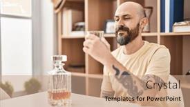  Presentation with whisky - Slide set featuring young-bald-man-drinking-glass background and a coral colored foreground