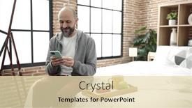  Presentation with bald - Presentation theme having young-bald-man-having-breakfast background and a lemonade colored foreground