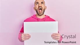  Presentation with bald - Slides having young-bald-man-holding-blank background and a  colored foreground