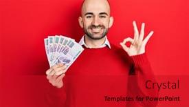  Presentation with egyptian - Slide set with young-bald-man-holding-egyptian background and a crimson colored foreground
