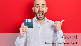  Presentation with bald - Presentation enhanced with young-bald-man-holding-floppy background and a lemonade colored foreground