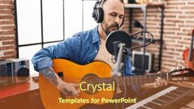  Presentation with classical music - Presentation theme featuring young-bald-man-musician-singing background and a tawny brown colored foreground