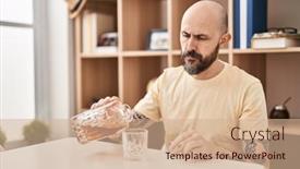  Presentation with whisky - PPT theme with young-bald-man-pouring-whisky background and a coral colored foreground