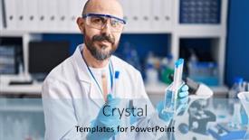  Presentation with tubes - Slides with young-bald-man-scientist-holding background and a light blue colored foreground