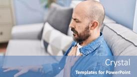  Presentation with heart attack - Theme having young-bald-man-sitting background and a teal colored foreground