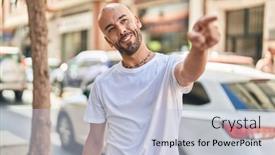  Presentation with bald - Theme with young-bald-man-smiling-confident background and a light blue colored foreground