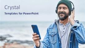  Presentation with bald - Presentation theme featuring young-bald-man-smiling-confident and a sky blue colored foreground