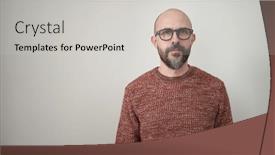  Presentation with bald - Slide deck with young-bald-man-standing background and a light gray colored foreground