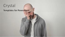  Presentation with bald - PPT layouts with young-bald-man-stressed-standing background and a light gray colored foreground