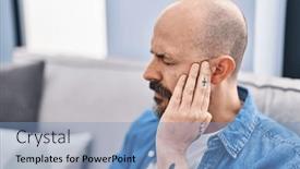 Presentation with ear pain - Presentation featuring young-bald-man-suffering background and a light blue colored foreground