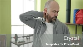  Presentation with cervical - Presentation theme with young-bald-man-suffering background and a gray colored foreground