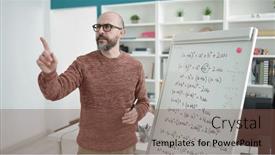  Presentation with magnetic - PPT theme having young-bald-man-teacher-teaching background and a violet colored foreground