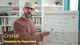  Presentation with magnetic - Theme enhanced with young-bald-man-teacher-teaching background and a tawny brown colored foreground