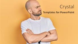  Presentation with bald - PPT theme having young-bald-man-wearing-casual background and a yellow colored foreground