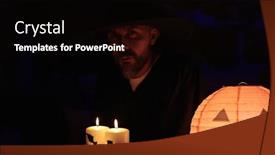  Presentation with wizard - PPT theme featuring young-bald-man-wearing-wizard background and a black colored foreground