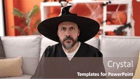  Presentation with wizard - Slides with young-bald-man-wearing-wizard background and a gray colored foreground