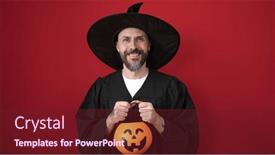  Presentation with wizard - Presentation design consisting of young-bald-man-wearing-wizard background and a tawny brown colored foreground