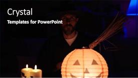  Presentation with wizard - Presentation design consisting of young-bald-man-wearing-wizard background and a black colored foreground