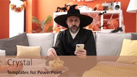  Presentation with wizard - PPT layouts featuring young-bald-man-wearing-wizard background and a coral colored foreground